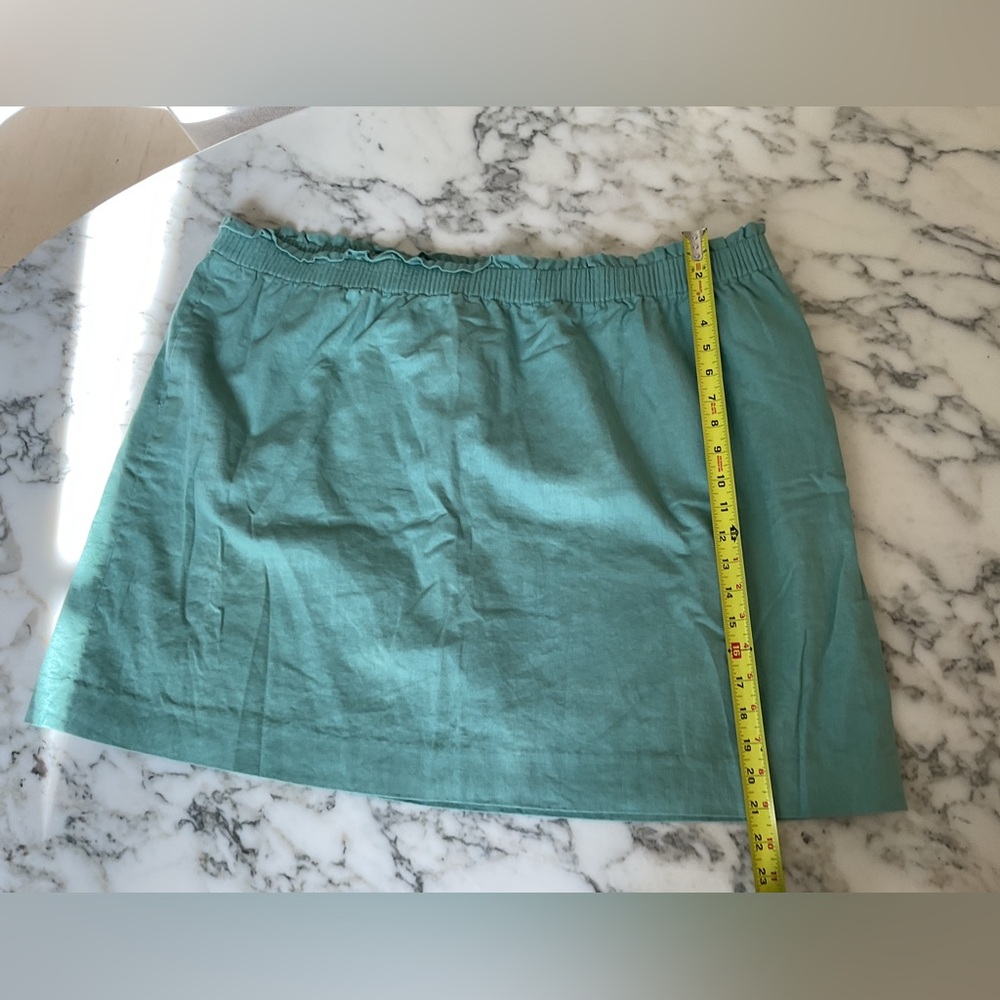 NWOT J Crew Linen-cotton blend city skirt Green sz 24 - small hole near pocket - Picture 4 of 9